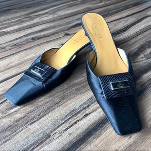 Gucci Black Satin Mule 7.5C